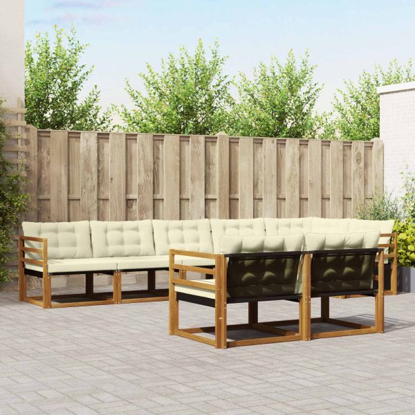 Комплект дивани за открито 8 pcs Натурален и Крема