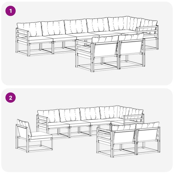 Комплект дивани за открито 8 pcs Натурален и Крема