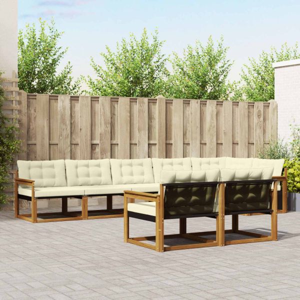 Комплект дивани за открито 8 pcs Натурален и Крема