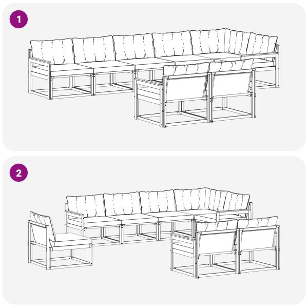 Комплект дивани за открито 8 pcs Естествено и светло сиво