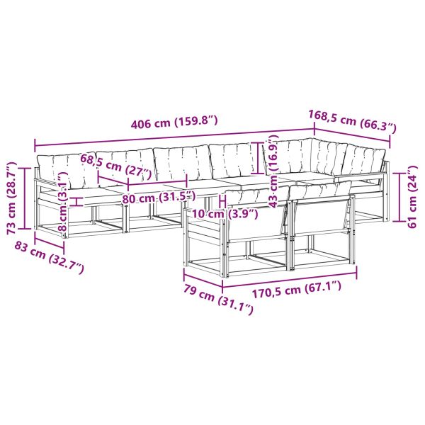 Комплект дивани за открито 8 pcs Натурален и Бежов