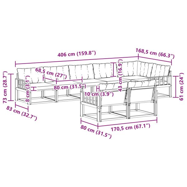 Комплект дивани за открито 8 pcs Натурален и Крема