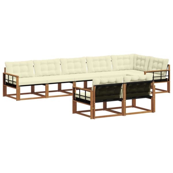 Комплект дивани за открито 8 pcs Натурален и Крема