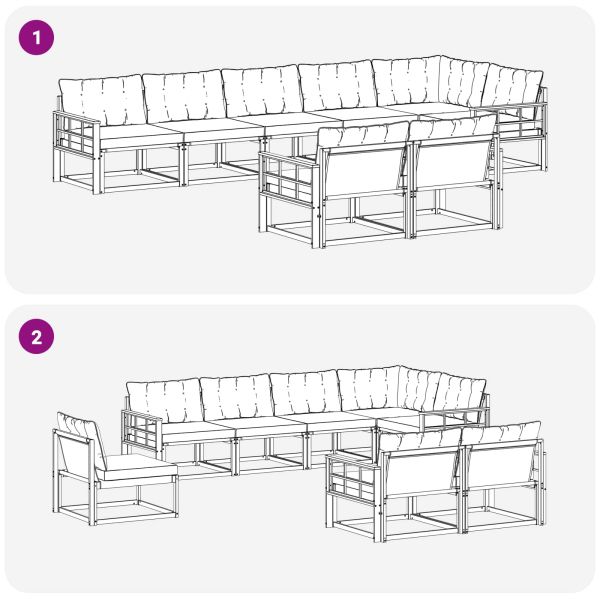 Комплект дивани за открито 8 pcs Естествено и черно