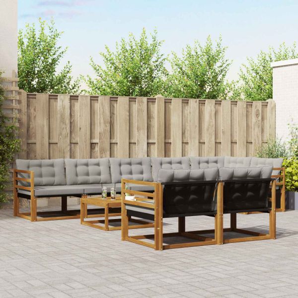 Комплект дивани за открито 9 pcs Естествено и светло сиво