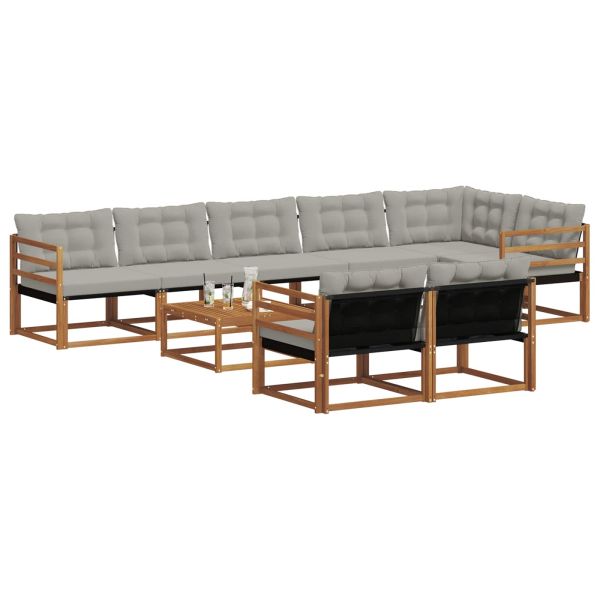 Комплект дивани за открито 9 pcs Естествено и светло сиво