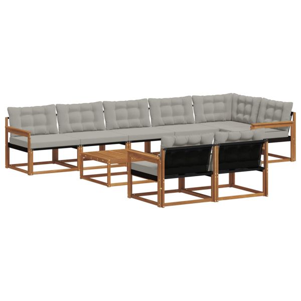 Комплект дивани за открито 9 pcs Естествено и светло сиво