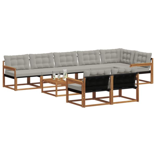 Комплект дивани за открито 9 pcs Естествено и светло сиво