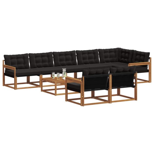 Комплект дивани за открито 9 pcs Естествено и черно