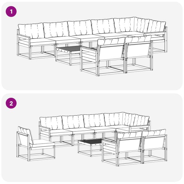 Комплект дивани за открито 9 pcs Естествено и черно