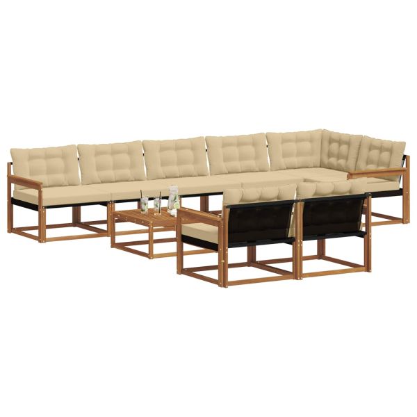 Комплект дивани за открито 9 pcs Натурален и Бежов