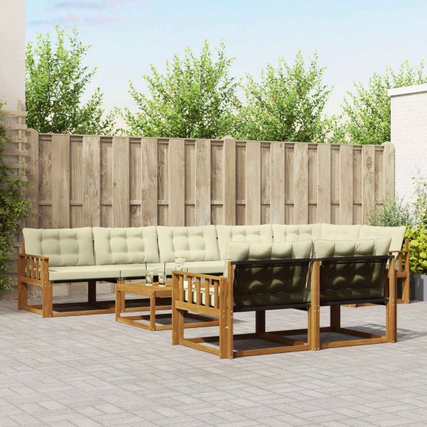 Комплект дивани за открито 9 pcs Натурален и Крема