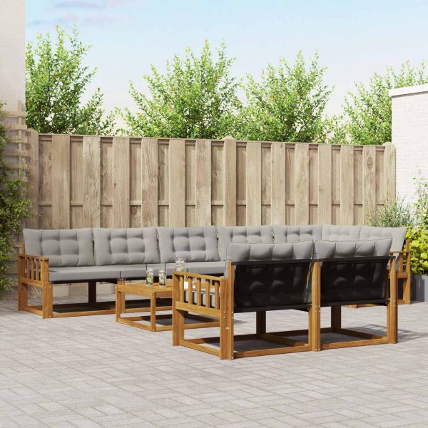 Комплект дивани за открито 9 pcs Естествено и светло сиво