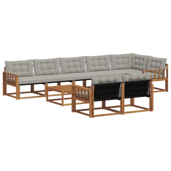 Комплект дивани за открито 9 pcs Естествено и светло сиво