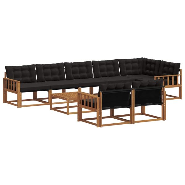 Комплект дивани за открито 9 pcs Естествено и черно