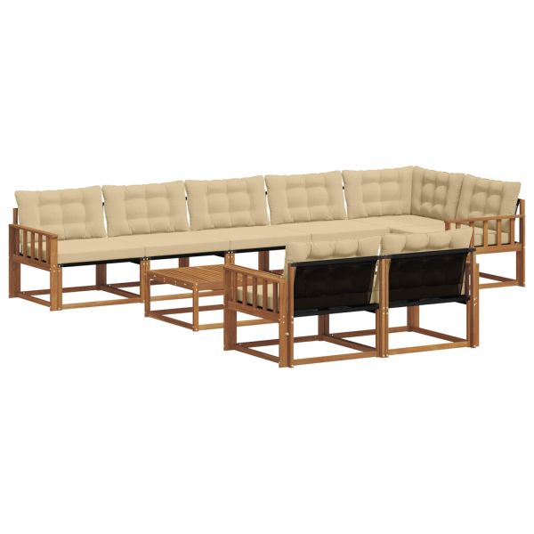 Комплект дивани за открито 9 pcs Натурален и Бежов