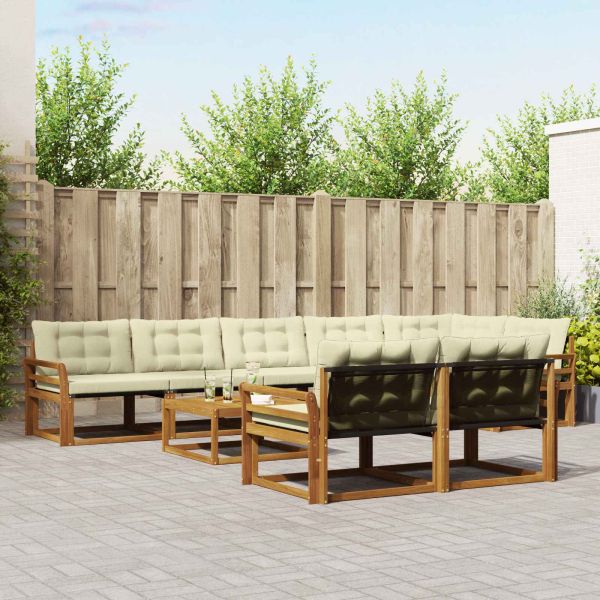Комплект дивани за открито 9 pcs Натурален и Крема