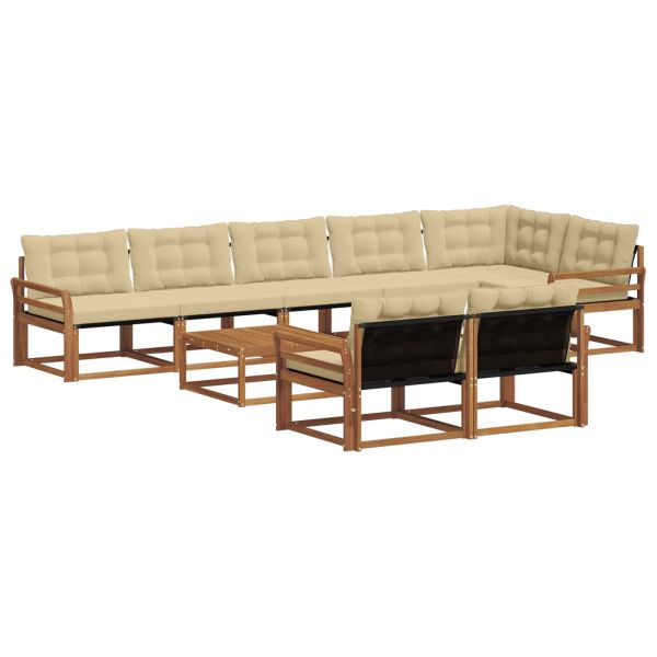 Комплект дивани за открито 9 pcs Натурален и Бежов