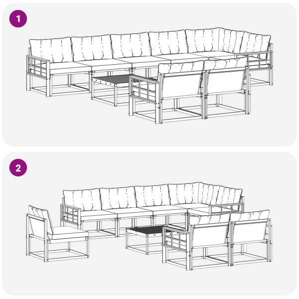 Комплект дивани за открито 9 pcs Натурален и Крема