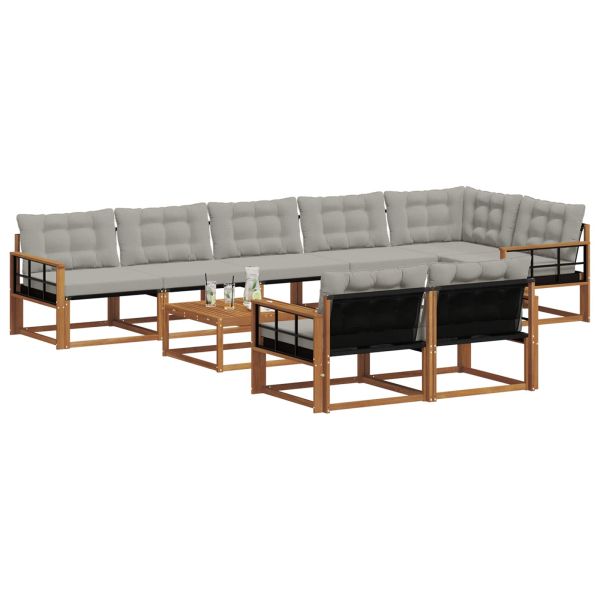 Комплект дивани за открито 9 pcs Естествено и светло сиво