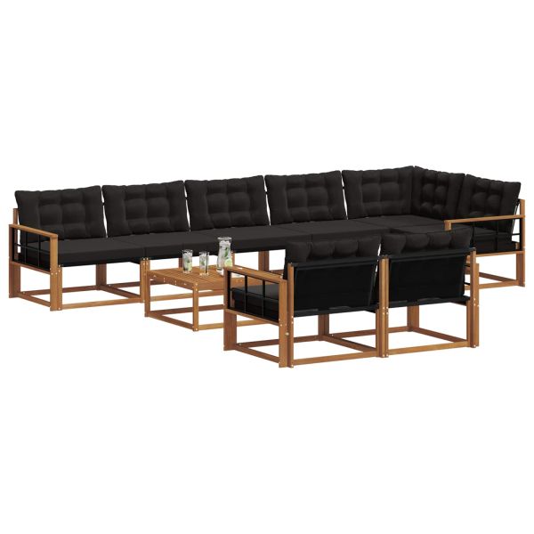 Комплект дивани за открито 9 pcs Естествено и черно