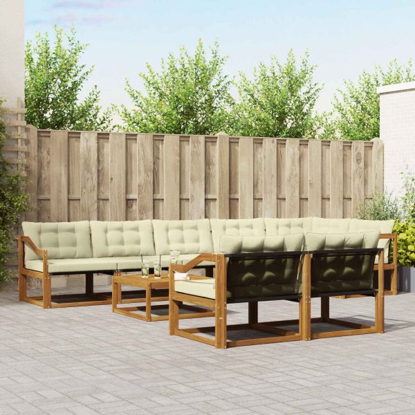 Комплект дивани за открито 9 pcs Натурален и Крема