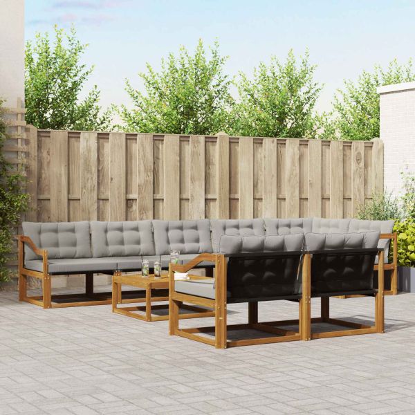 Комплект дивани за открито 9 pcs Естествено и светло сиво