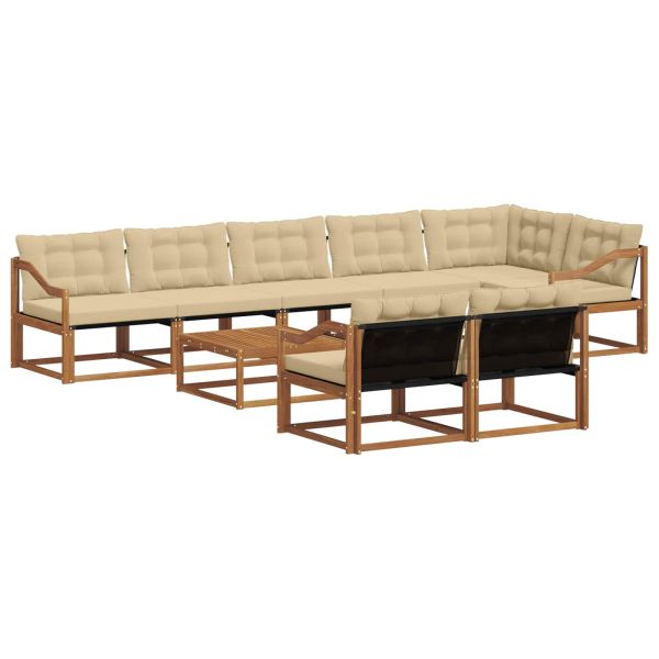 Комплект дивани за открито 9 pcs Натурален и Бежов
