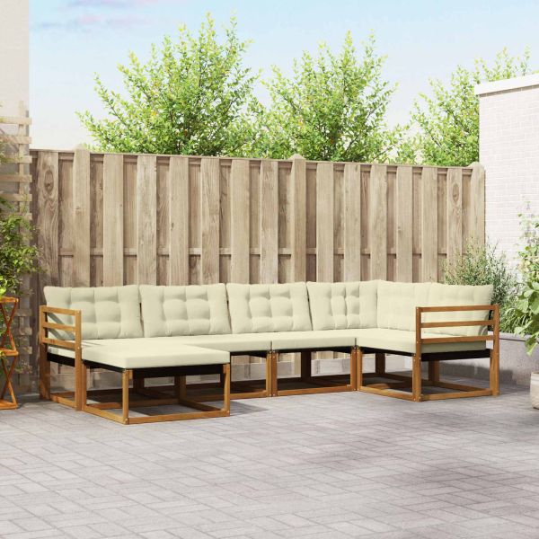 Комплект дивани за открито 18 pcs Натурален и Крема