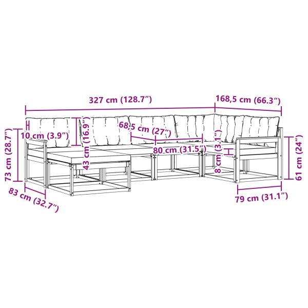 Комплект дивани за открито 18 pcs Естествено и черно