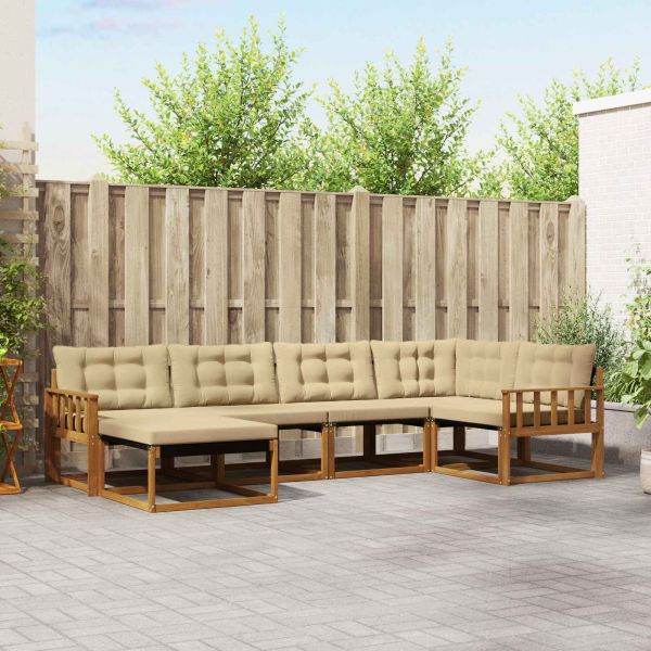 Комплект дивани за открито 18 pcs Натурален и Бежов