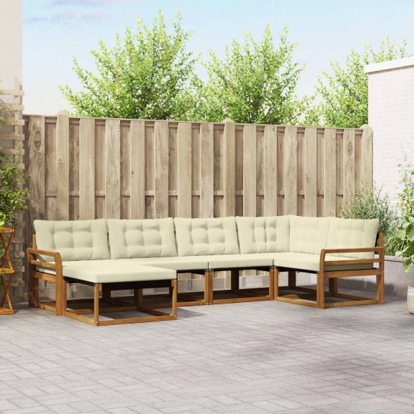 Комплект дивани за открито 18 pcs Натурален и Крема