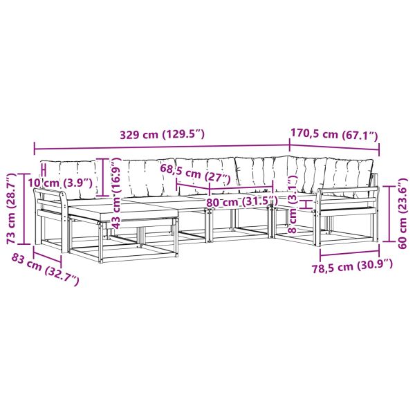 Комплект дивани за открито 18 pcs Натурален и Крема