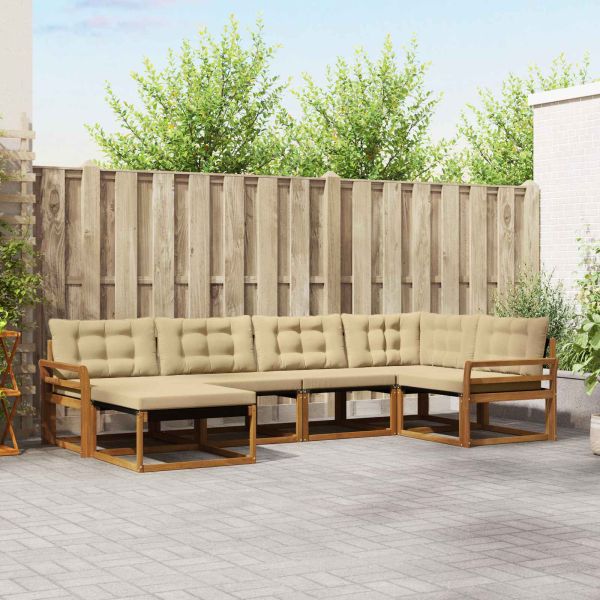 Комплект дивани за открито 18 pcs Натурален и Бежов