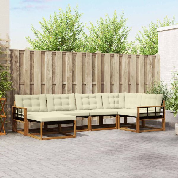 Комплект дивани за открито 18 pcs Натурален и Крема