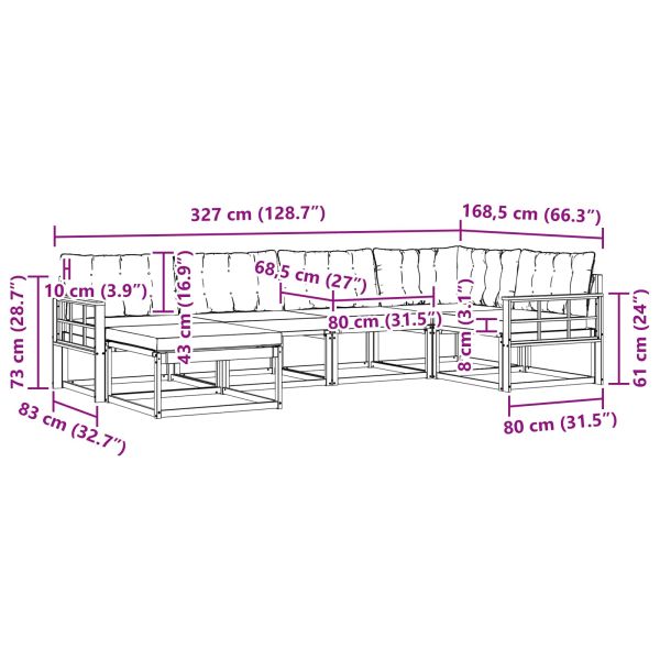 Комплект дивани за открито 18 pcs Натурален и Крема