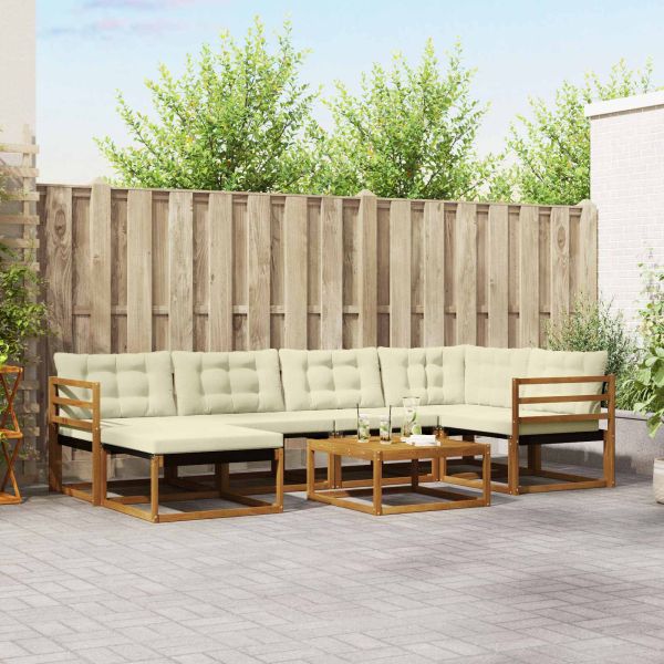 Комплект дивани за открито 19 pcs Натурален и Крема