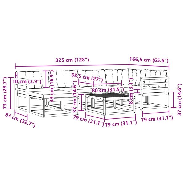 Комплект дивани за открито 19 pcs Натурален и Крема