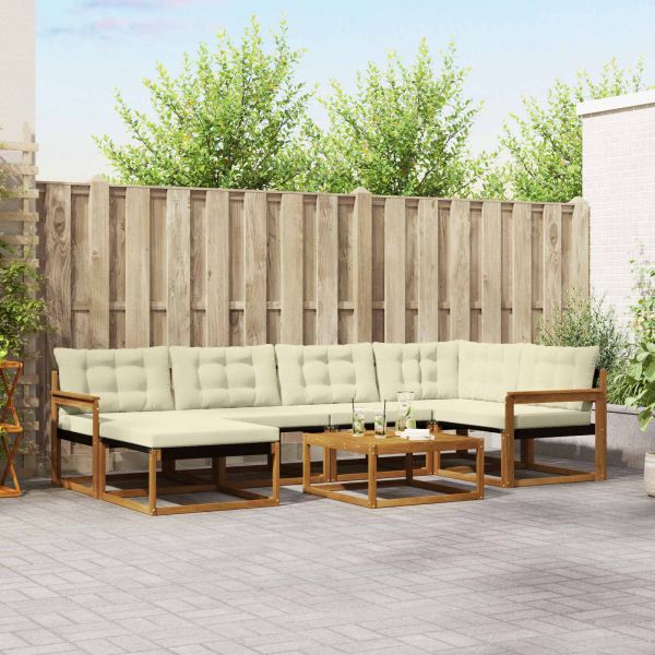 Комплект дивани за открито 19 pcs Натурален и Крема
