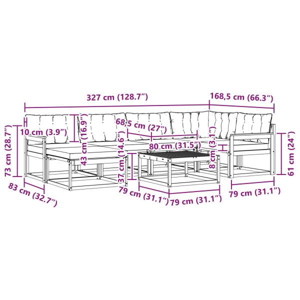 Комплект дивани за открито 19 pcs Натурален и Крема
