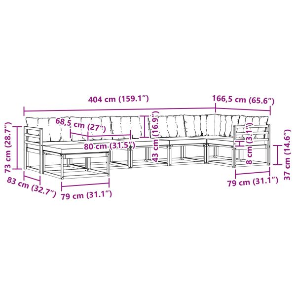 Комплект дивани за открито 21 pcs Натурален и Бежов