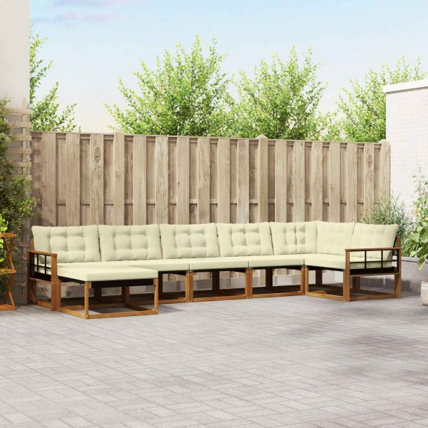 Комплект дивани за открито 21 pcs Натурален и Крема
