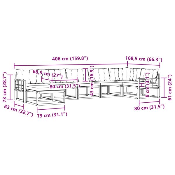 Комплект дивани за открито 21 pcs Естествено и черно