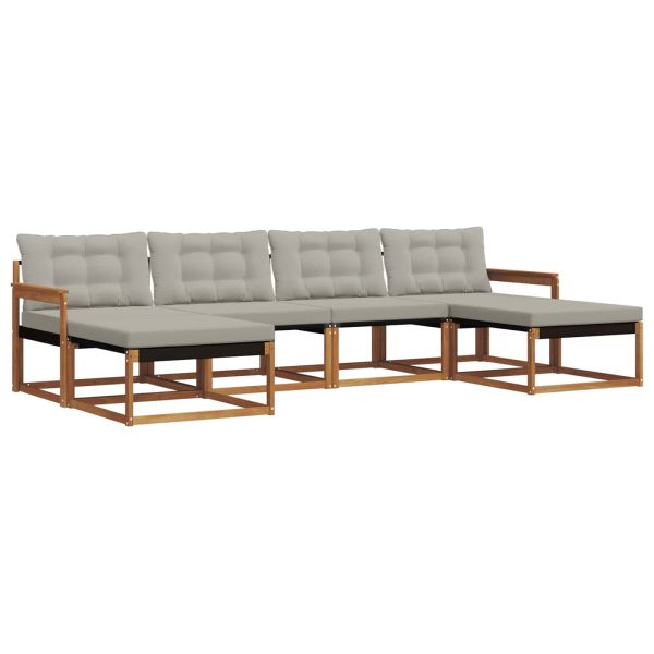 Комплект дивани за открито 6 pcs Естествено и светло сиво