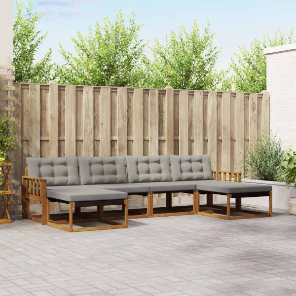 Комплект дивани за открито 6 pcs Естествено и светло сиво