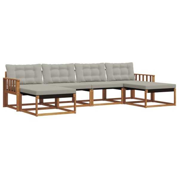 Комплект дивани за открито 6 pcs Естествено и светло сиво