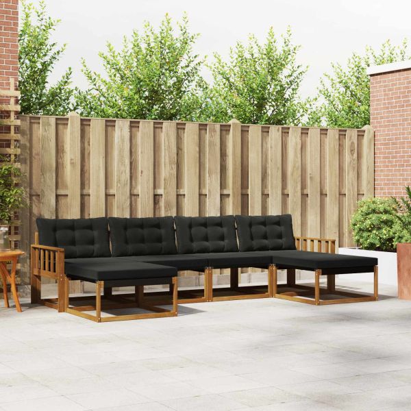 Комплект дивани за открито 6 pcs Естествено и черно