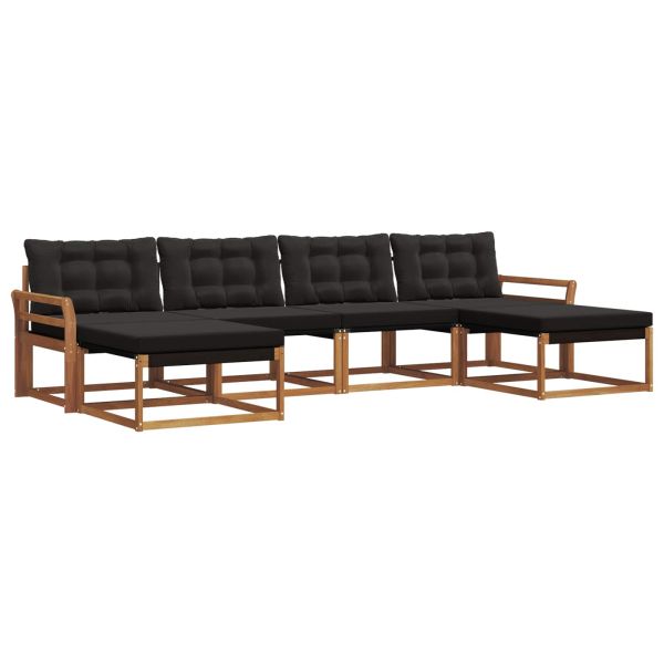 Комплект дивани за открито 6 pcs Естествено и черно