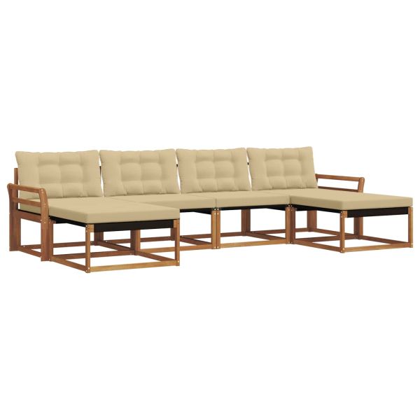 Комплект дивани за открито 6 pcs Натурален и Бежов