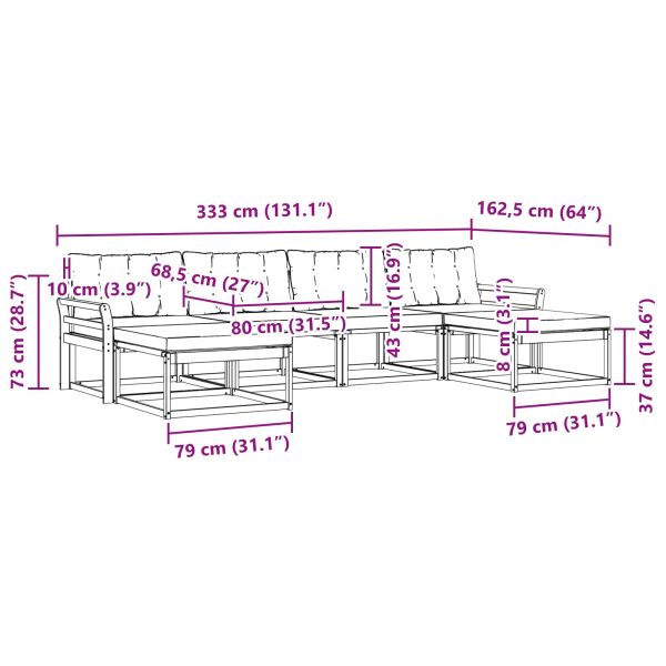 Комплект дивани за открито 6 pcs Натурален и Бежов
